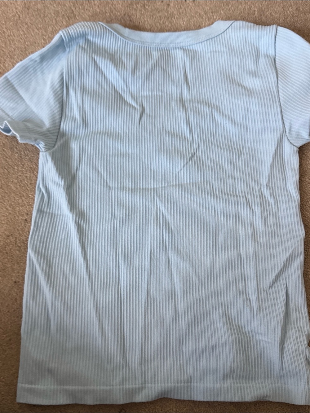 Light Blue Ribbed V-Neck Tee - Picture 2 of 2